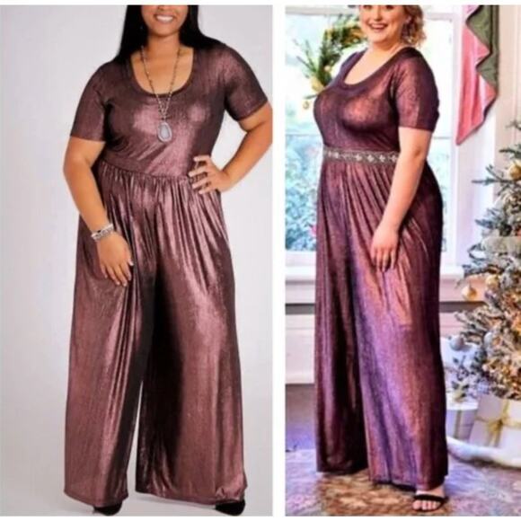 A Beautiful Soul by metallic shimmer wide leg jumpsuit, size B, size 18/20‎ - Picture 1 of 14